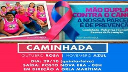 Caminhada do Outubro Rosa e Novembro Azul vai animar a cidade nesta quinta-feira (29)