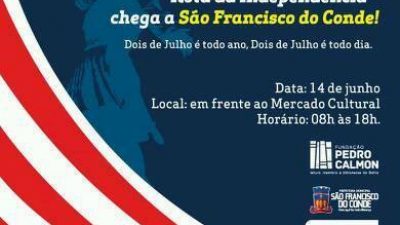 Projeto Rota da Independência passará por São Francisco do Conde no dia 14