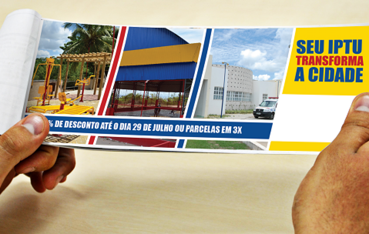 Os munícipes que pagarem o IPTU até 29/07 terão 10% desconto