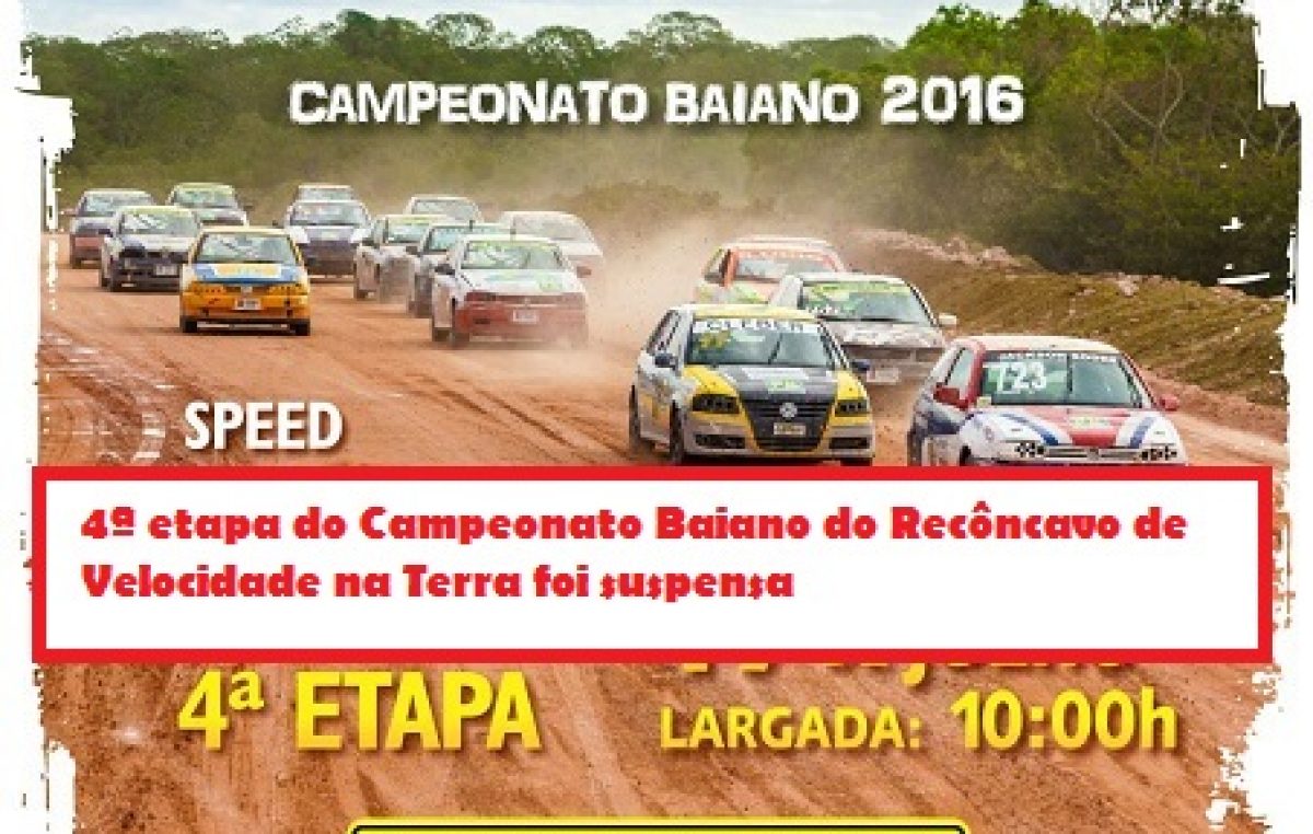 Campeonato Baiano do Recôncavo de Velocidade na Terra foi suspenso
