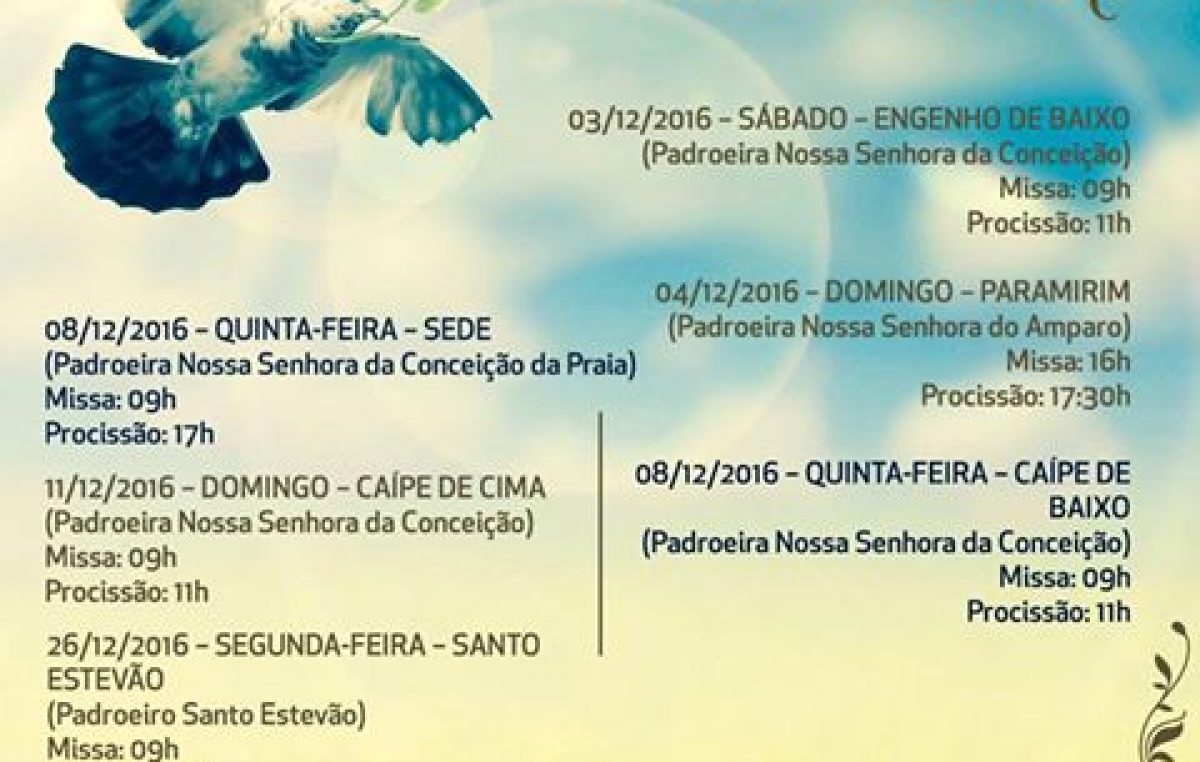 Calendário de eventos religiosos do mês de dezembro sofre alteração