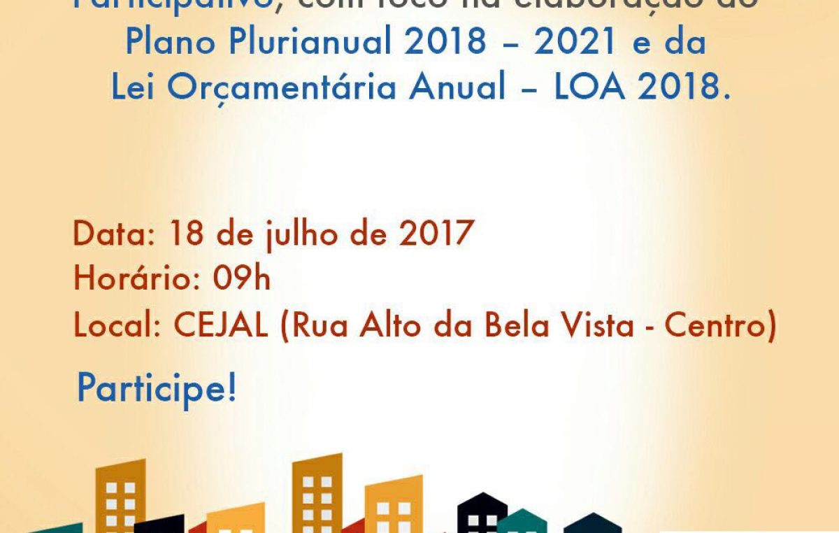 Prefeitura convoca comunidade para reunião que abordará Plano Plurianual na terça (18)