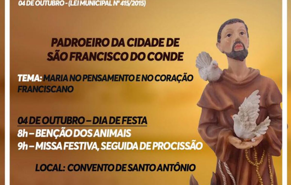 Missa e Procissão celebram o Dia de São Francisco de Assis nesta quarta-feira (04)