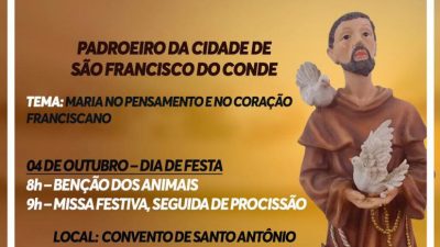 Missa e Procissão celebram o Dia de São Francisco de Assis nesta quarta-feira (04)