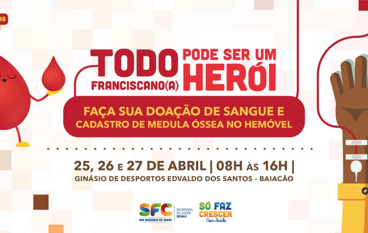 Hemóvel estará em São Francisco do Conde de quarta (25) a sexta-feira (27)