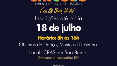 III edição do Projeto Circulô – Juventude, Arte e Cidadania acontecerá entre os dias 18 e 24 de julho, no bairro de São Bento