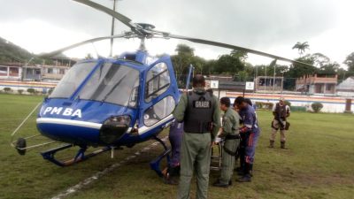 SAMU 192 contou com auxílio do helicóptero do Grupamento Aéreo da Polícia Militar (Graer) durante salvamento em São Francisco do Conde
