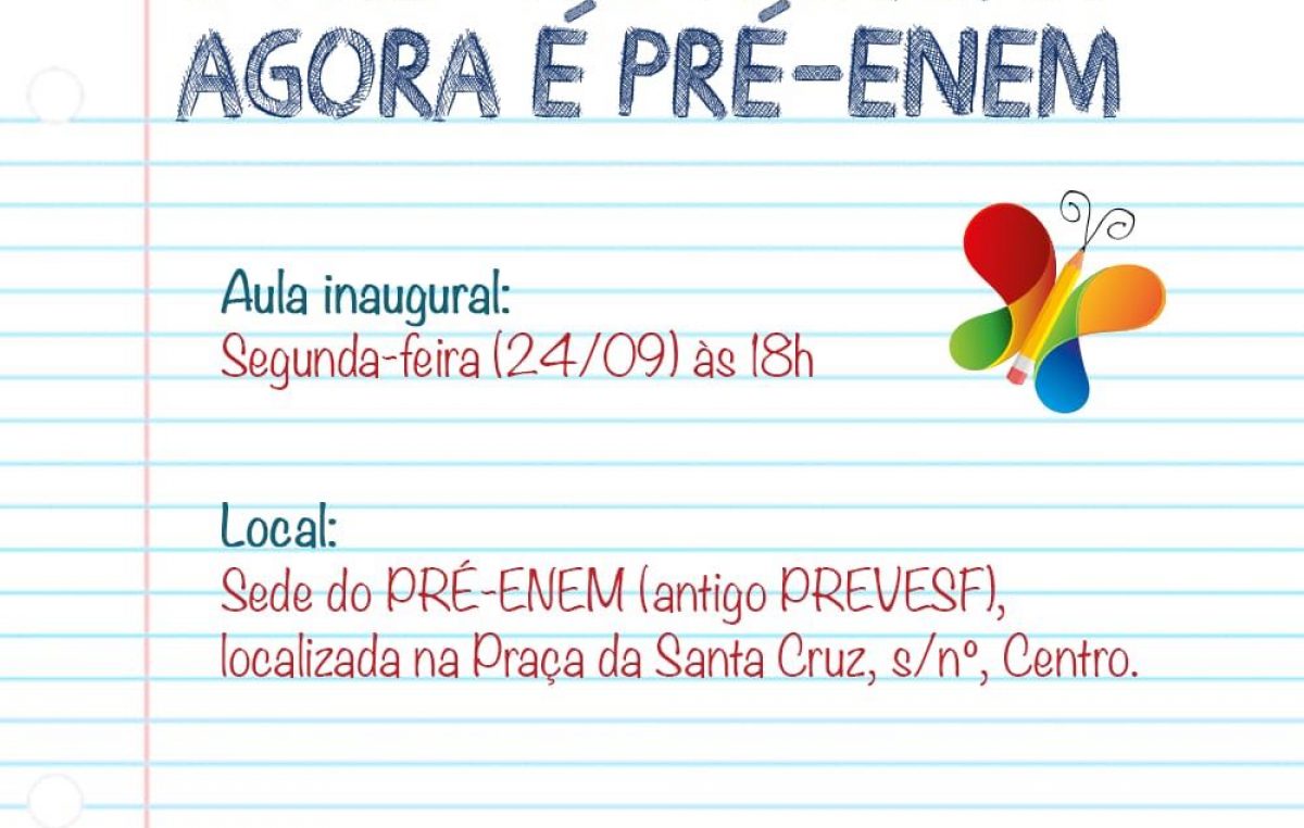 Aula inaugural do Pré-ENEM acontece hoje (24) em São Francisco do Conde