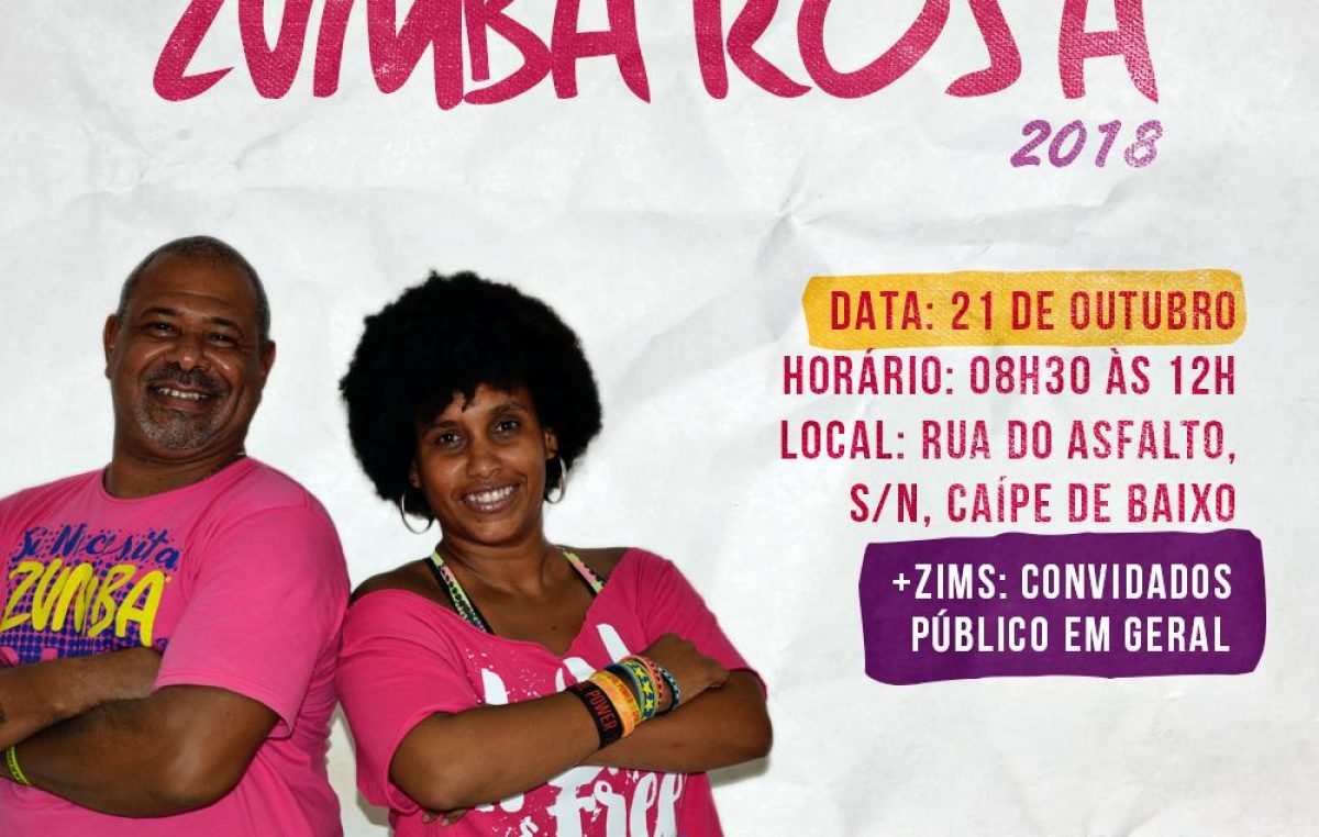 1ª edição do Master Class (Zumba Rosa) acontecerá no dia 21 de outubro no Caípe de Baixo