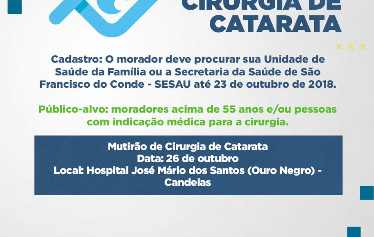Termina hoje (23) o prazo para participar do Mutirão de Cirurgia de Catarata