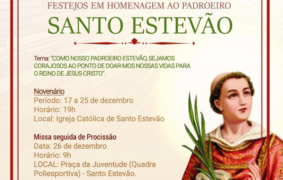 Fiéis do bairro de Santo Estevão irão render homenagens ao seu padroeiro nesta quarta-feira (26)
