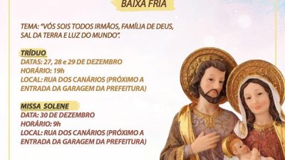 Missa em homenagem a Sagrada Família acontecerá no dia 30 de dezembro em São Francisco do Conde