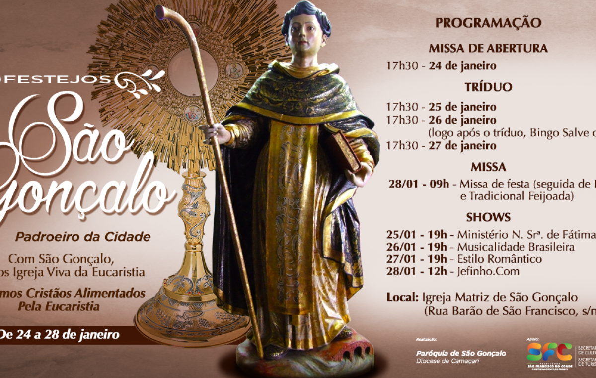 Festa de São Gonçalo: Festejo em homenagem ao padroeiro da cidade acontece de 24 a 28 de janeiro