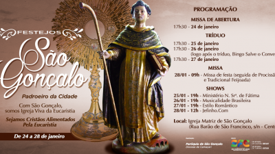 Festa de São Gonçalo: Festejo em homenagem ao padroeiro da cidade acontece de 24 a 28 de janeiro