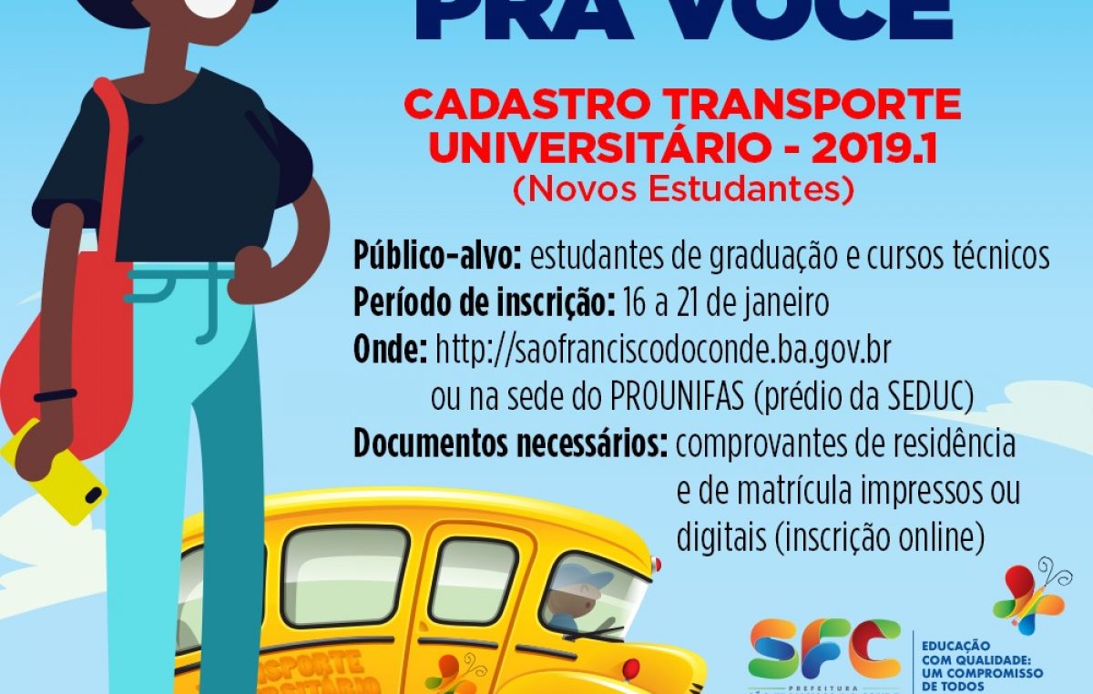 Já estão abertas as inscrições para novas vagas no Transporte Universitário