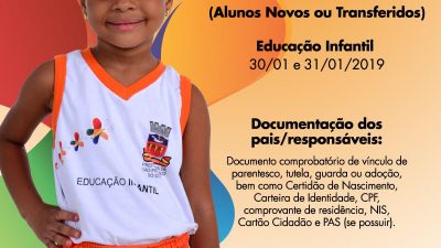 Matrícula informatizada da Rede Municipal de Ensino de São Francisco do Conde começou nesta quarta-feira (30)