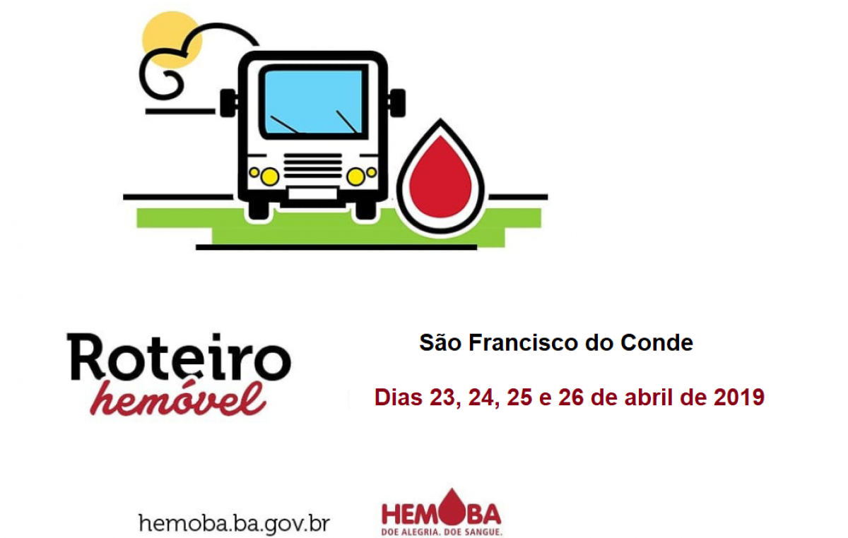 São Francisco do Conde oferece transporte gratuito para doadores de sangue e medula óssea, dias 23, 24,25 e 26 de abril