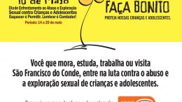 Semana de Enfrentamento ao Abuso e Exploração Sexual de Crianças e Adolescentes acontecerá de 14 a 29 de maio, em São Francisco do Conde