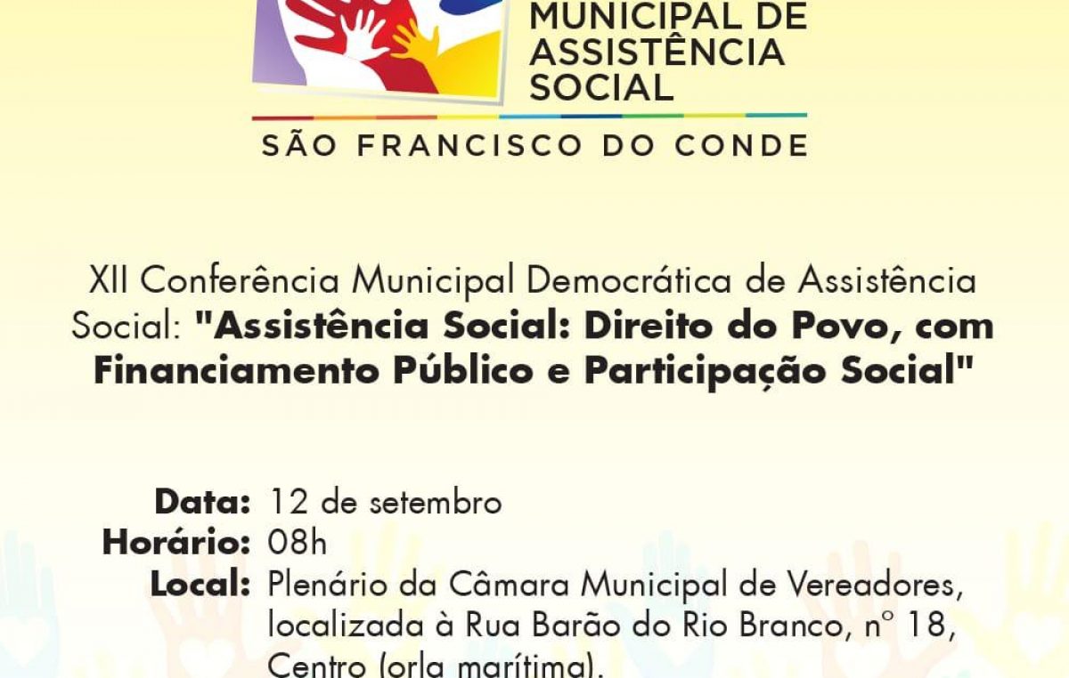 XII Conferência Municipal Democrática de Assistência Social acontecerá amanhã (12)