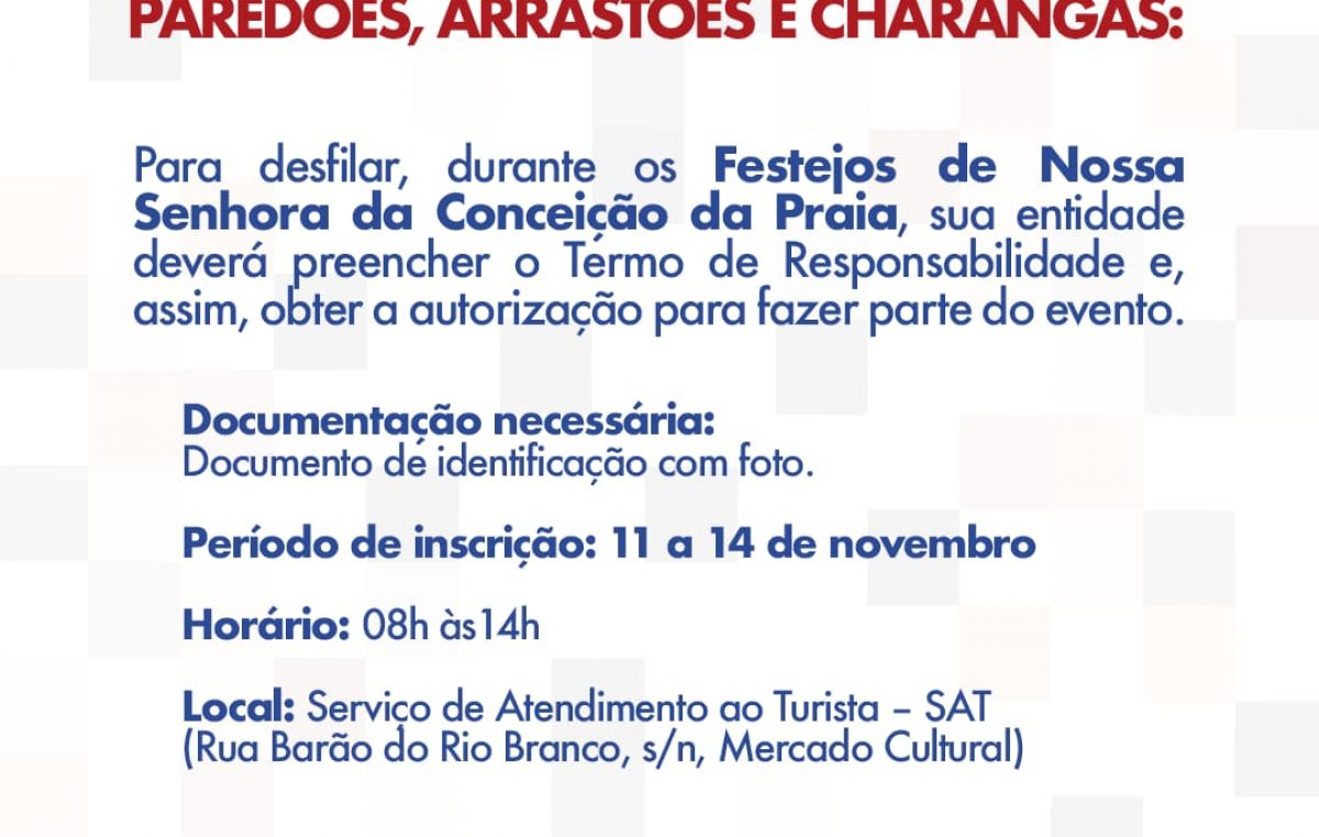 SETUR: Convocação de representantes de blocos, paredões, arrastões e charangas para Assinatura de Termo de Responsabilidade