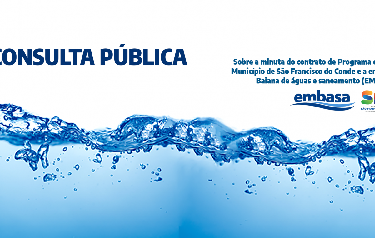 Consulta Pública para discutir minuta do contrato com a Embasa já está disponível no site da Prefeitura Municipal de São Francisco do Conde