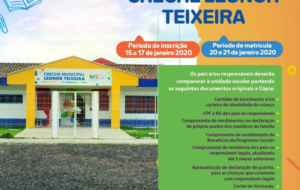 Creche Leonor Teixeira abre inscrições para novos alunos