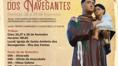 Missa e procissão marítima em homenagem a Santo Antônio dos Navegantes acontecem neste sábado, 29 de fevereiro