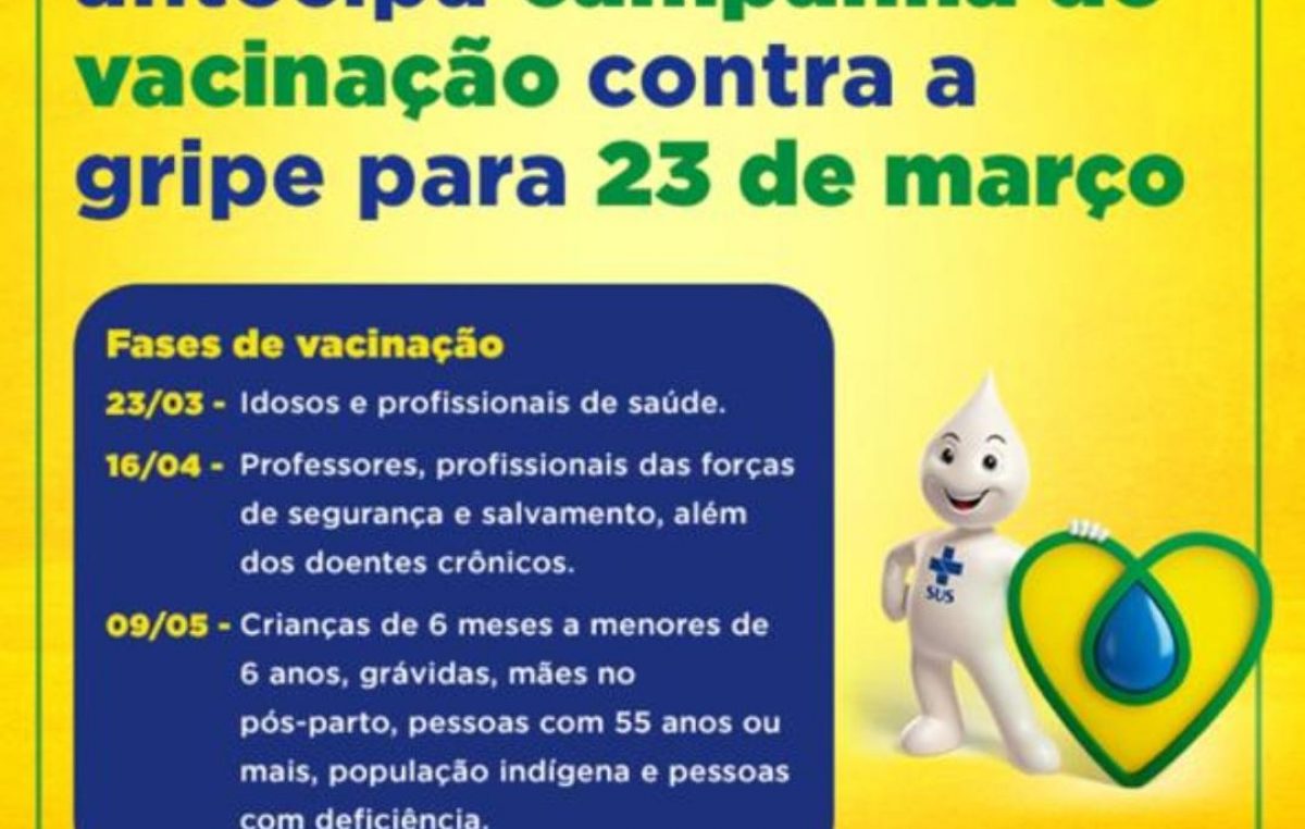 Influenza 2020: Vacina contra Gripe começa nesta segunda-feira (23) e será feita casa a casa para idosos