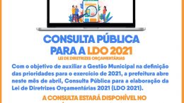 LDO 2021: Participe da Consulta Pública disponível até o dia 19 de abril