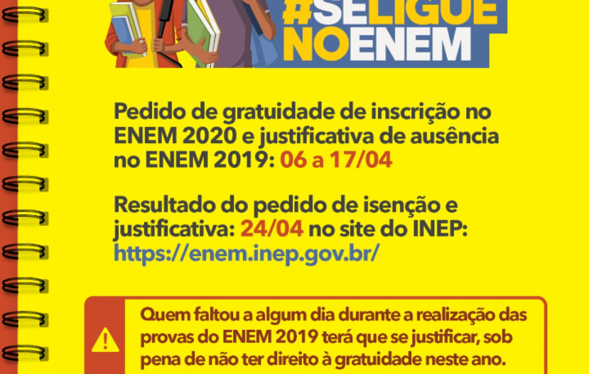 Prazo para pedidos de isenção para o ENEM 2020 se encerra nesta sexta-feira (17)