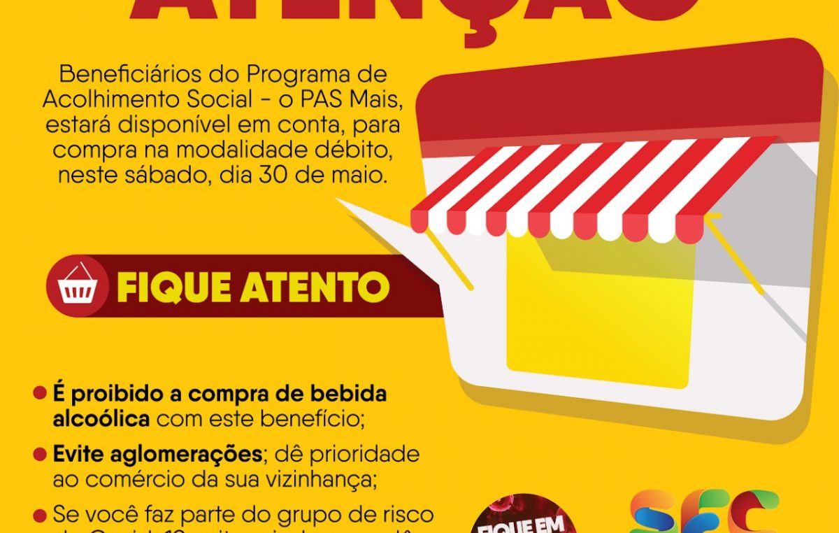 SEDESE libera o benefício social do PAS Mais neste sábado, dia 30 de maio