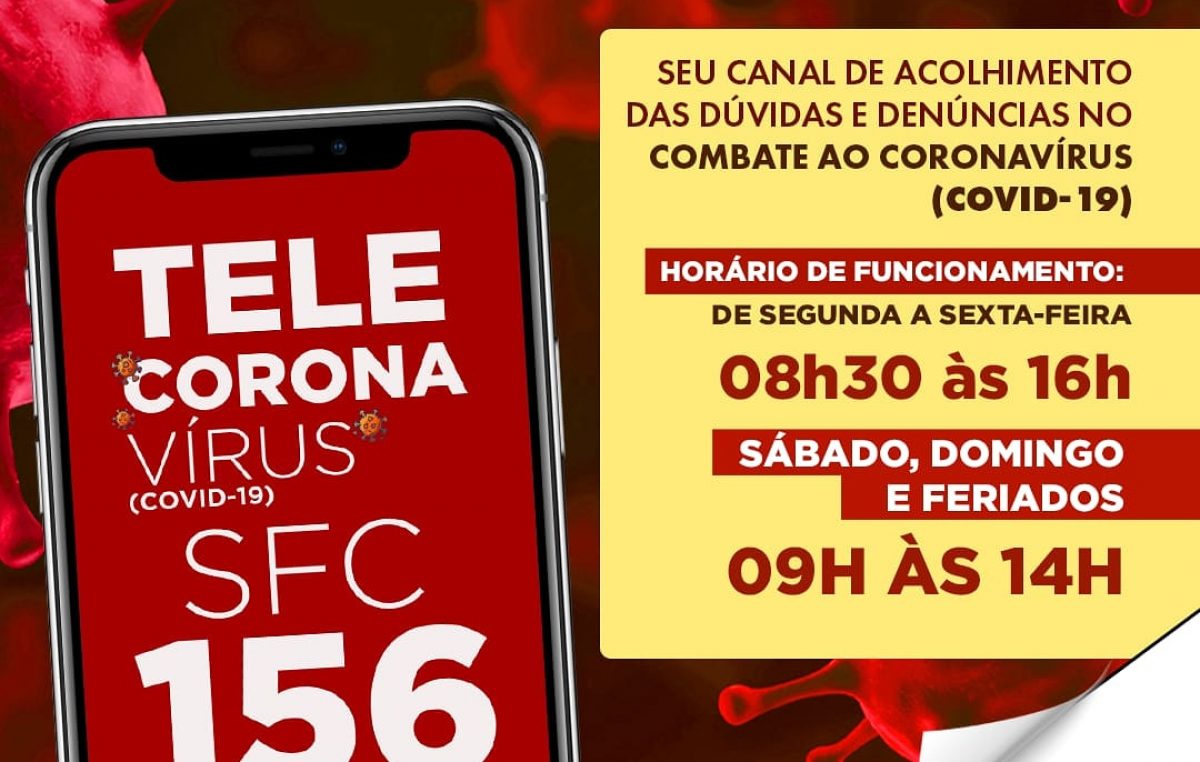 Tele Coronavírus: Serviço gratuito acolhe dúvidas e denúncias, através do telefone 156