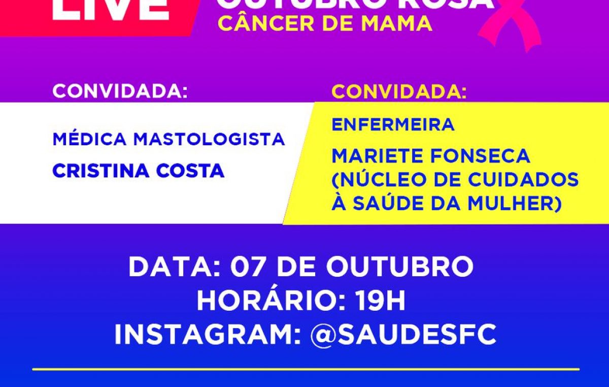Outubro Rosa: Complexo de Saúde do Caípe de Baixo fará uma LIVE, na quarta-feira (07), sobre o câncer de mama