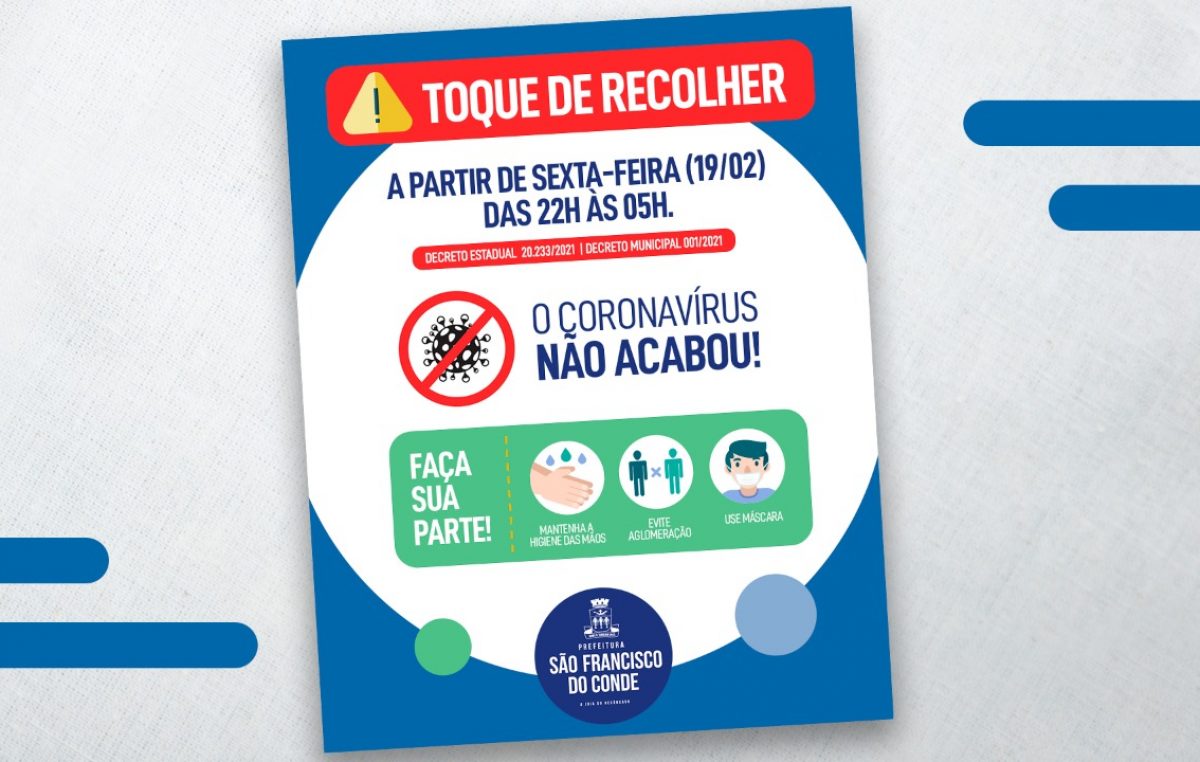 COVID-19 – São Francisco do Conde e mais 342 cidades baianas tem toque de recolher