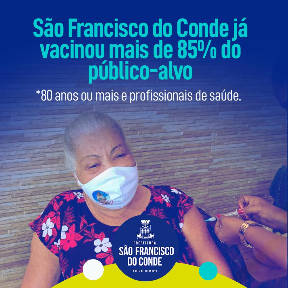 São Francisco do Conde já vacinou mais de 85% do público-alvo contra o coronavírus