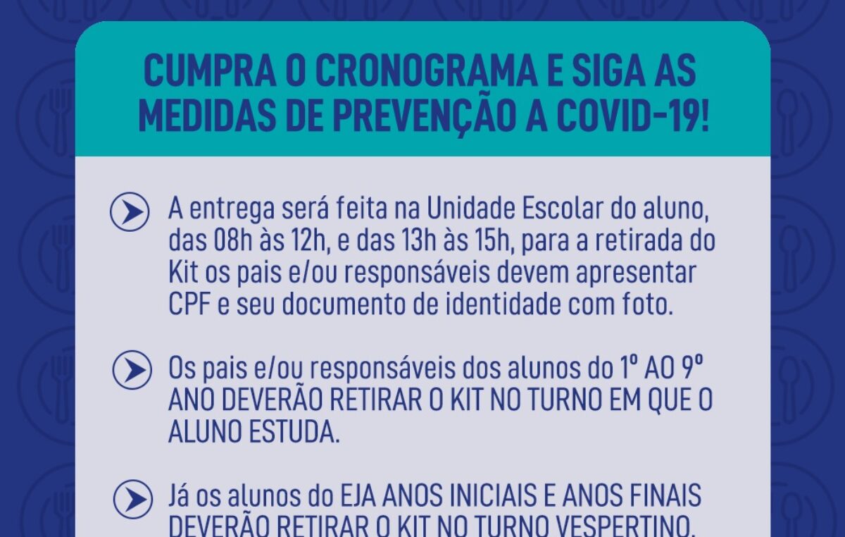 Entrega dos Kits de Alimentação Escolar começa nesta sexta-feira (09)