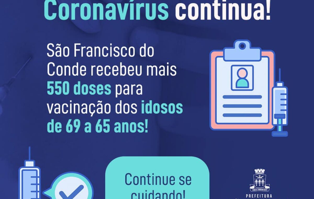 São Francisco do Conde está vacinando idosos de 69 a 65 anos
