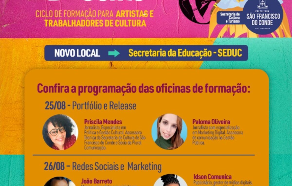 Formart D’Gente: Ciclo de Formação para artistas e trabalhadores de cultura acontece dias 25, 26 e 27 de agosto