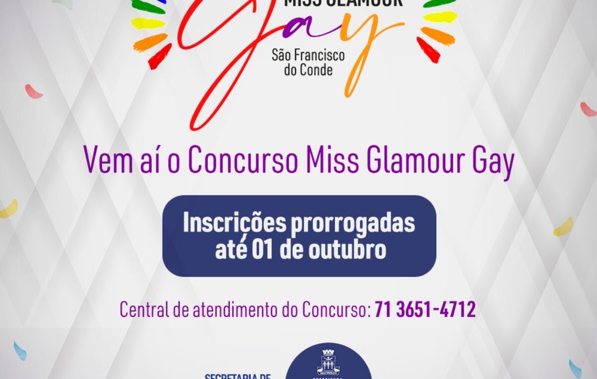 Concurso Miss Glamour Gay: Inscrições prorrogadas até 01 de outubro