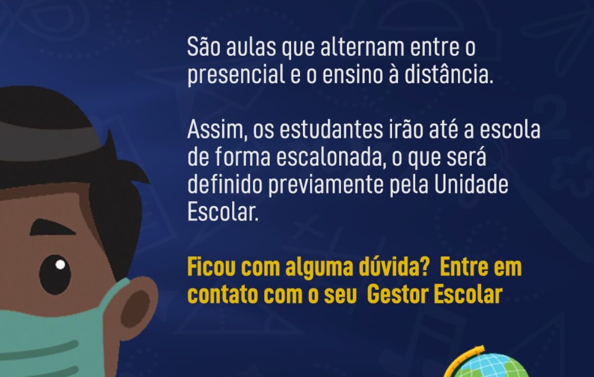 Aulas semipresenciais retornam nos dias 03 e 08 de novembro para o 5° e 9° ano do Ensino Fundamental