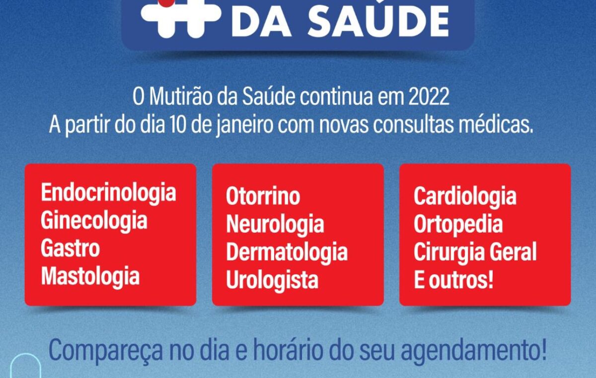 Mutirão da Saúde retoma as ações dia 10 de janeiro