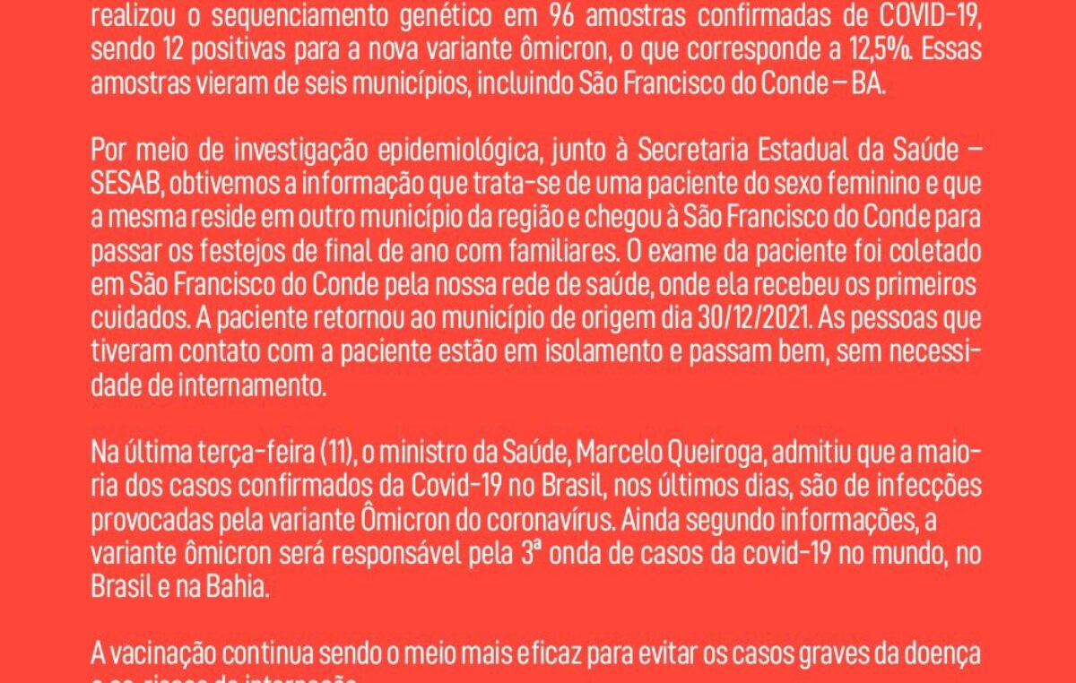 Nota Secretaria da Saúde