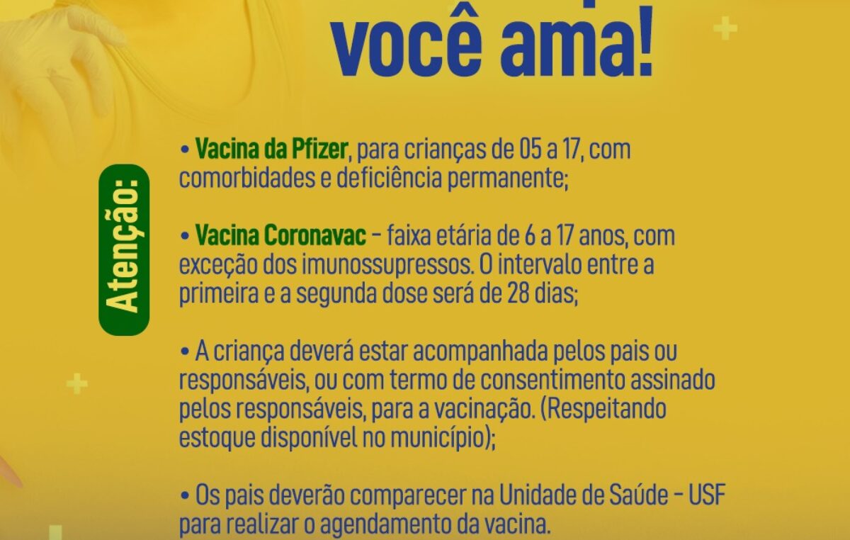 Confira como está acontecendo a vacinação de crianças nas Unidades de Saúde