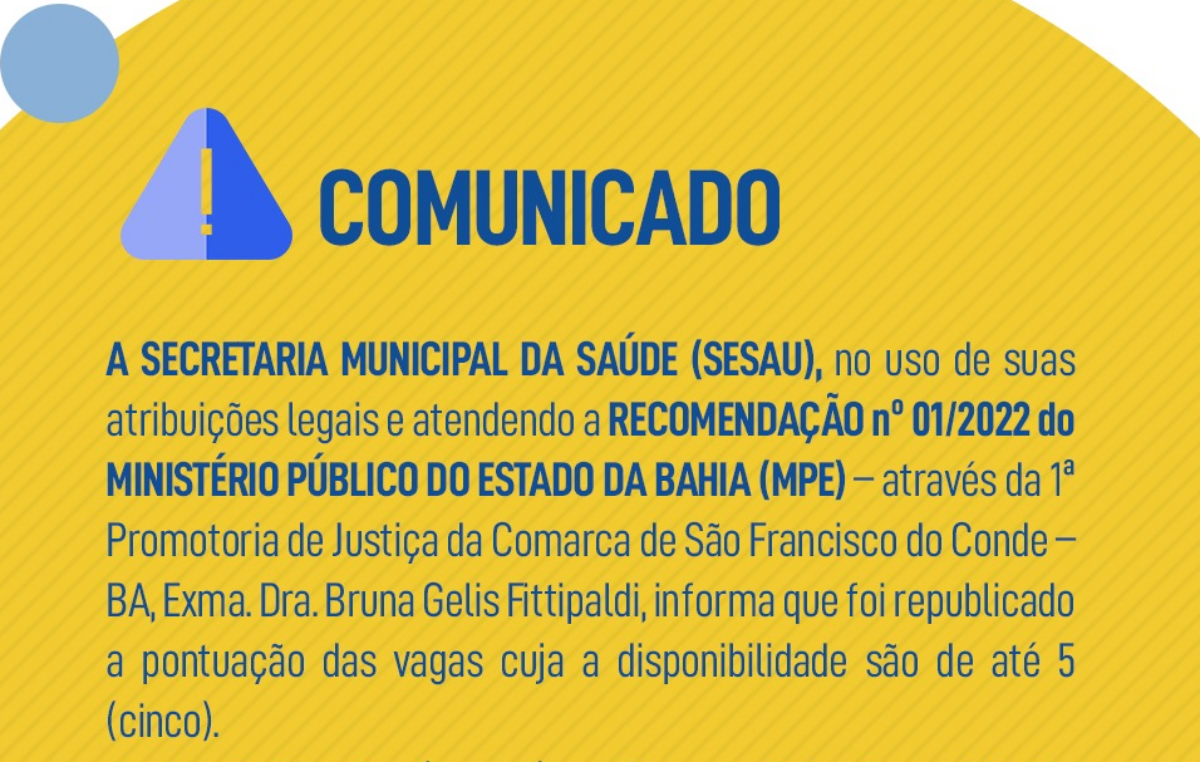 Rerratificação e complementação do Processo Seletivo Simplificado (PSS) do EDITAL SESAU N° 001/2021