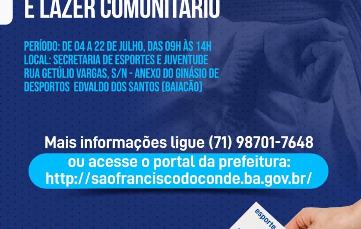 Abertas as inscrições para eleição do Conselho Municipal de Esporte e Lazer Comunitário