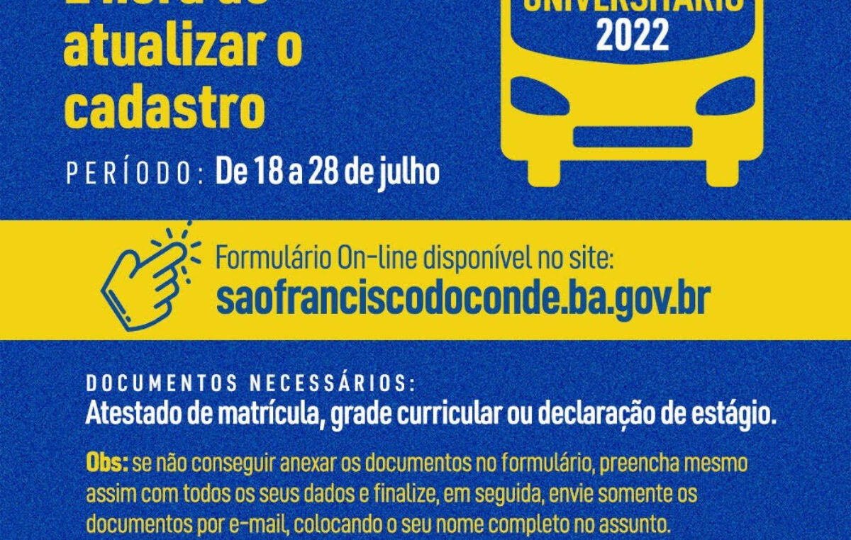 PROUNIFAS Disponibiliza Formulário para atualização cadastral do Transporte Universitário