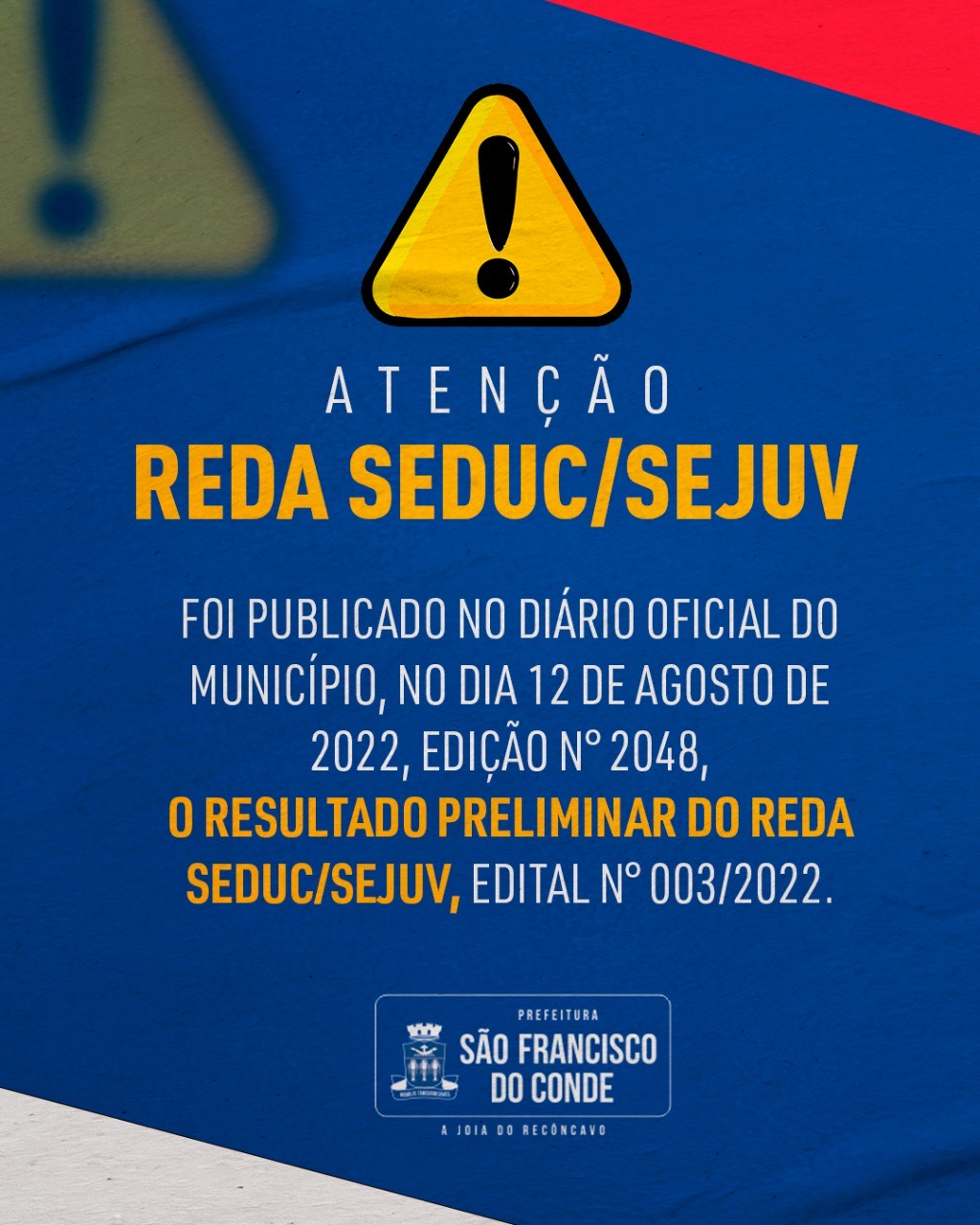 Divulgado o resultado preliminar do REDA SEDUC/SEJUV – edital n° 003/2022