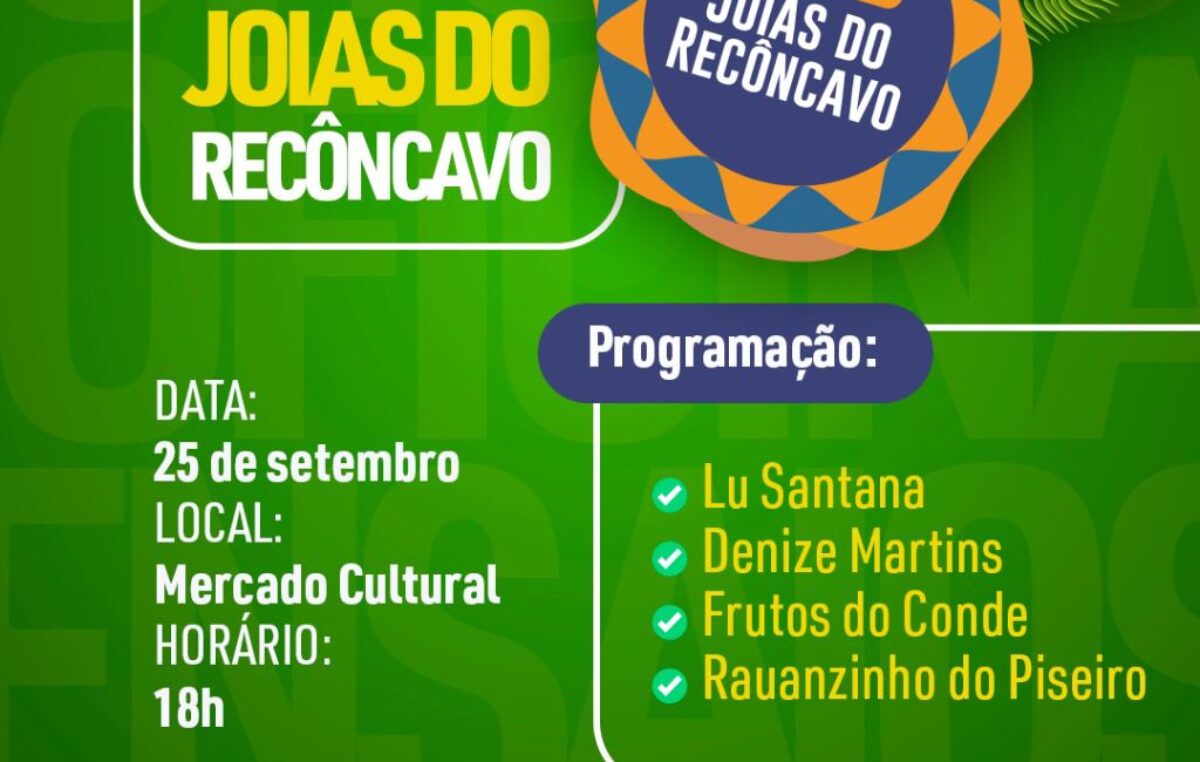 Grandes talentos franciscanos irão se apresentar no Domingão Joias do Recôncavo, que acontece neste domingo (25)