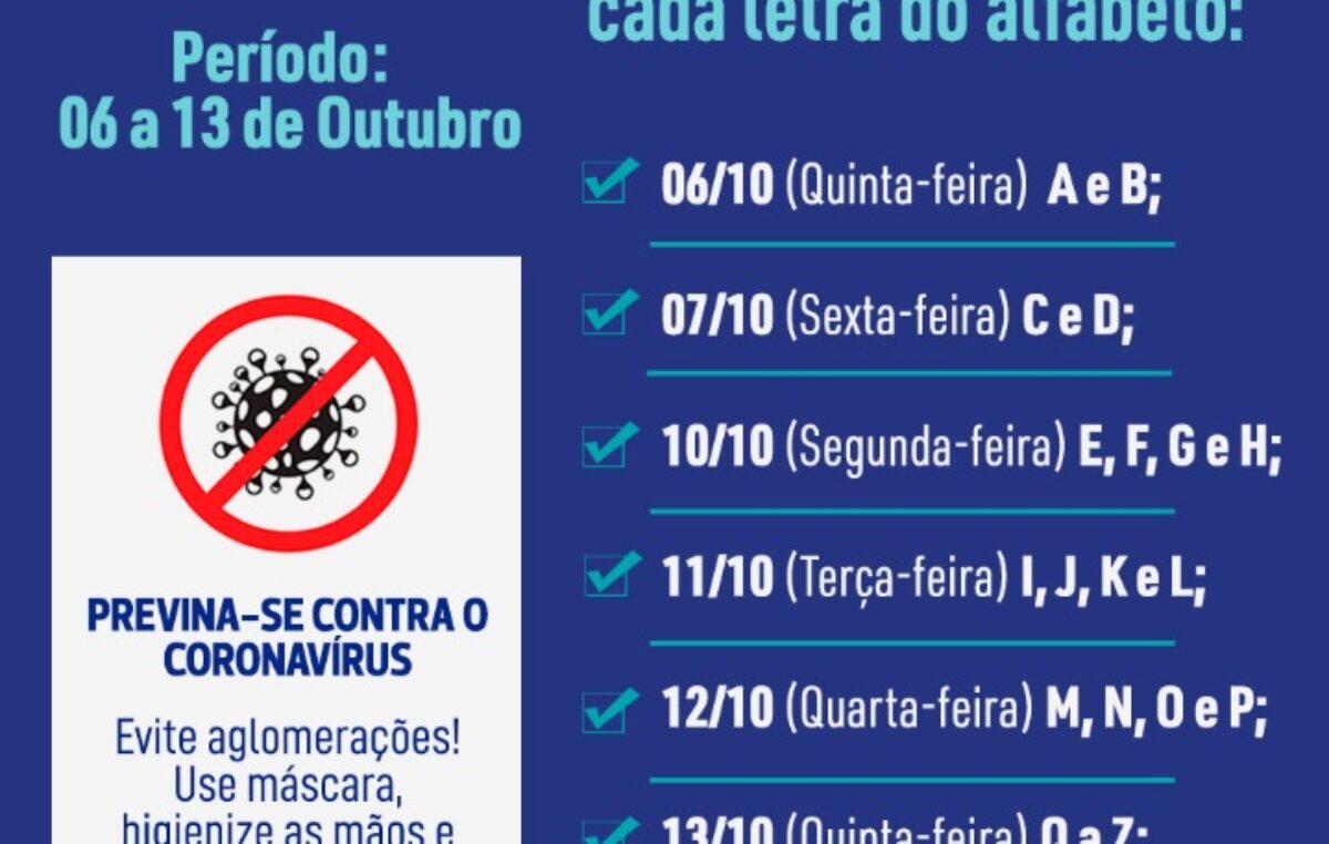 PAS estará disponível para os beneficiários nesta quinta-feira (06/10), por ordem alfabética