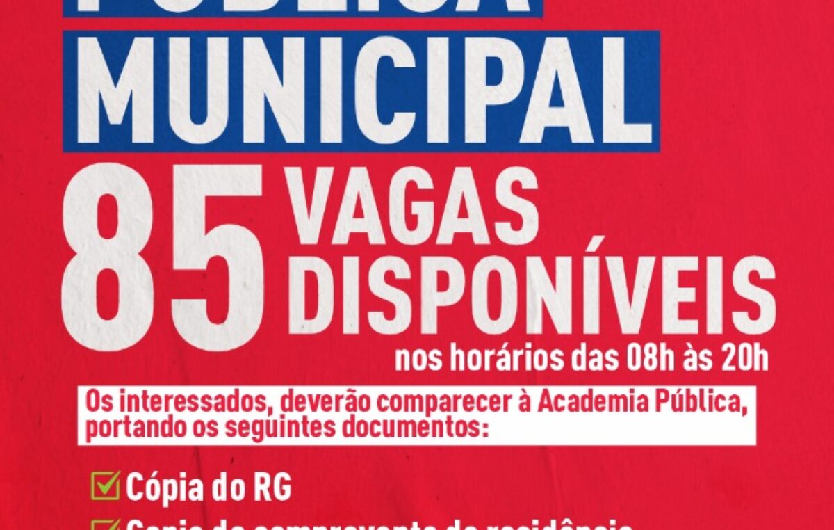 Academia Pública Municipal tem vagas disponíveis